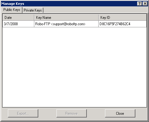 Configure PGP Manage Keys