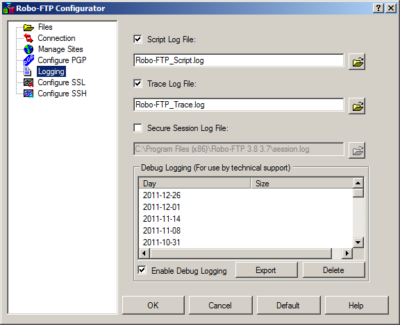 Logging Tab