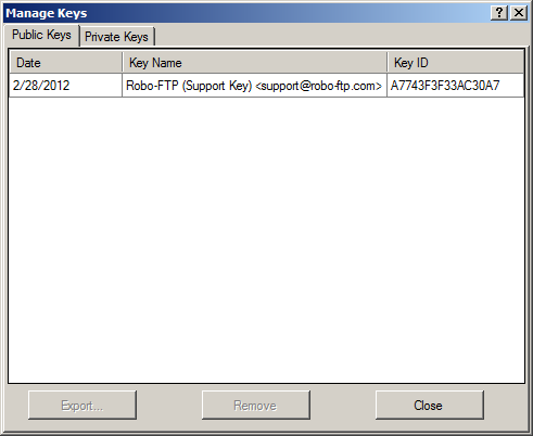 Configure PGP Manage Keys