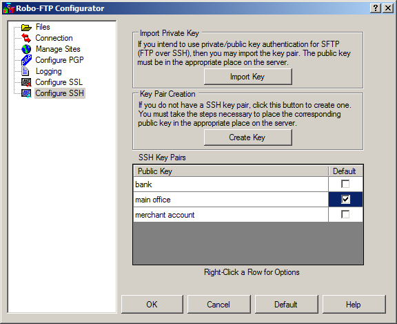 Configure SSH Tab